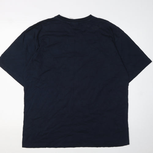 Reebok Men's Blue Cotton Crew Neck Logo T-Shirt XLT