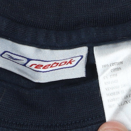 Reebok Men's Blue Cotton Crew Neck Logo T-Shirt XLT