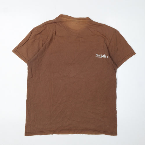 Quiksilver Men's Brown Crew Neck T-Shirt, Medium