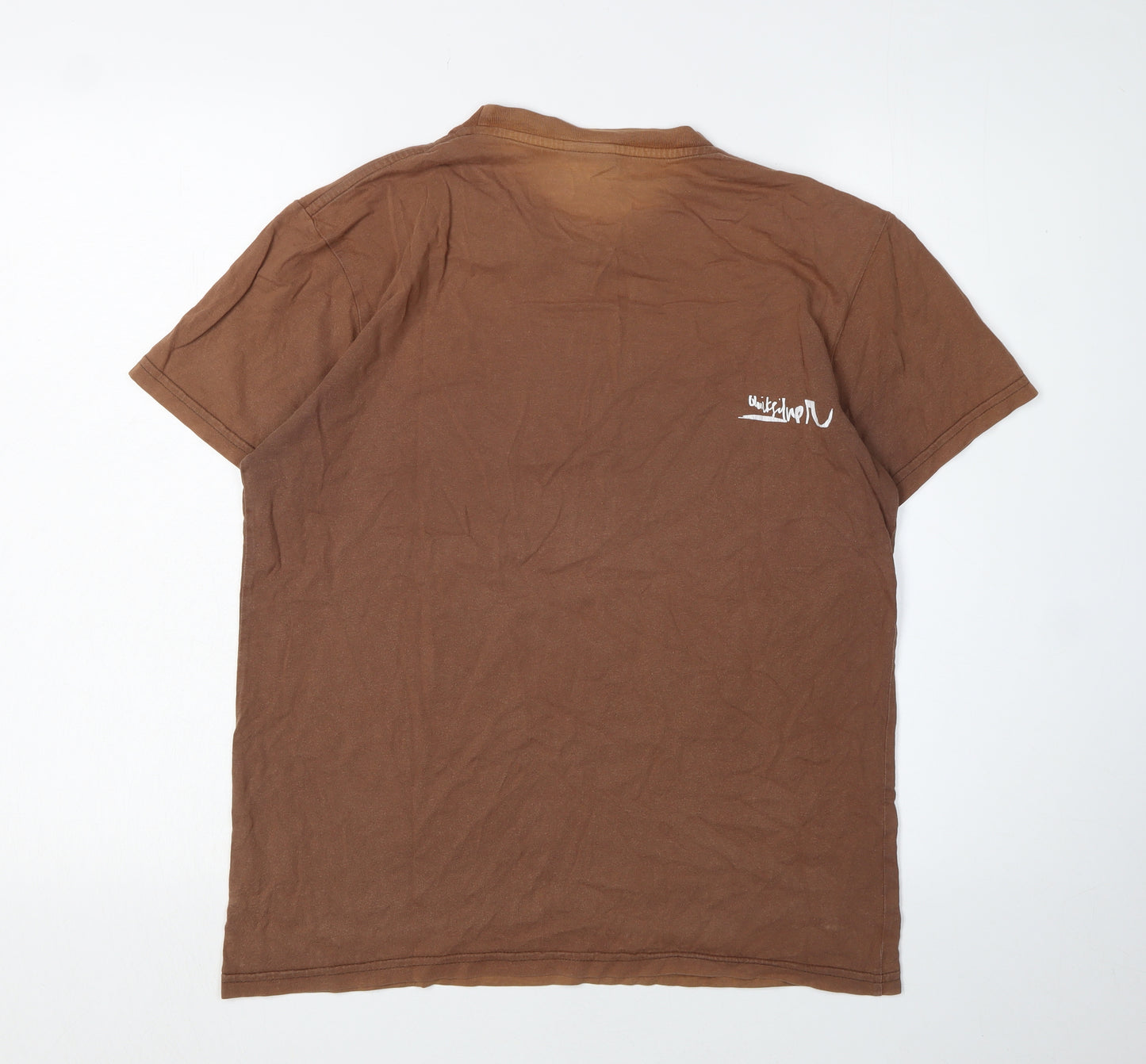 Quiksilver Men's Brown Crew Neck T-Shirt, Medium