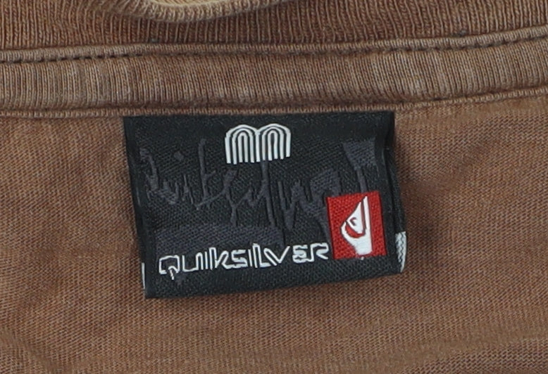 Quiksilver Men's Brown Crew Neck T-Shirt, Medium