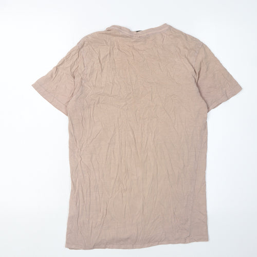 NICCE Men Beige XS Solid Crew Neck Tee