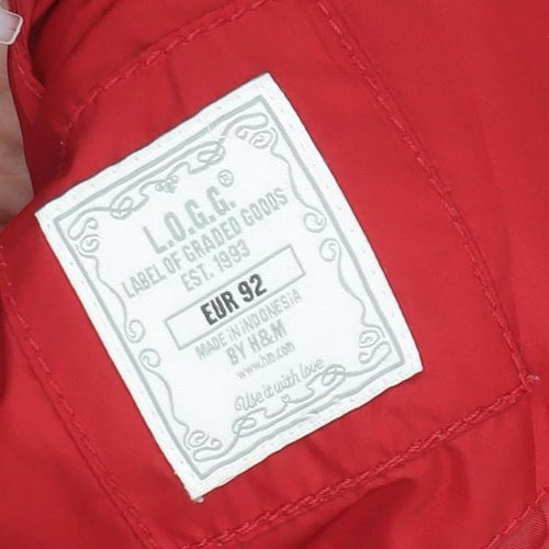 H&M Girls Red Puffer Jacket 4 Years Winter Coat