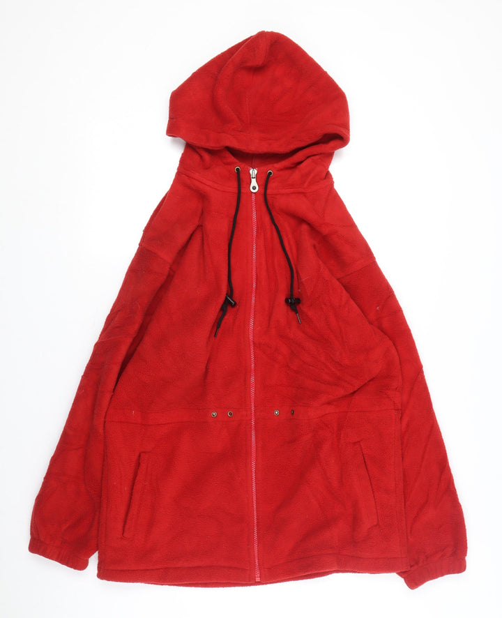 Lands' End Women's Red Fleece Jacket, M, Hooded