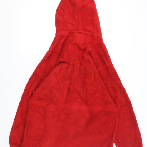 Lands' End Women's Red Fleece Jacket, M, Hooded