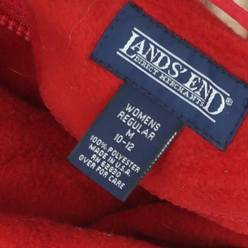 Lands' End Women's Red Fleece Jacket, M, Hooded