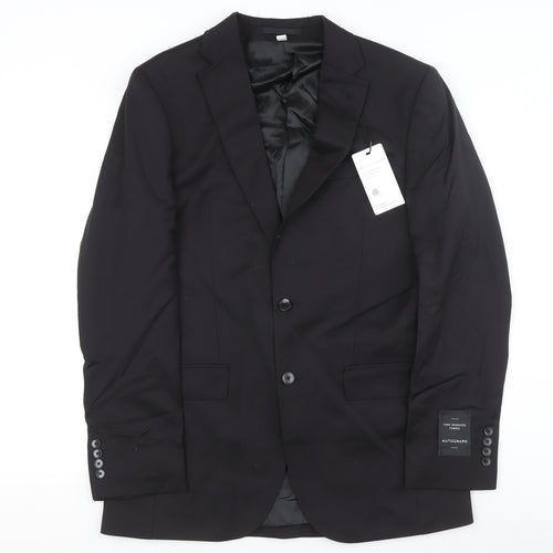 Marks and Spencer Men's Black Wool Blazer, 38L Fit