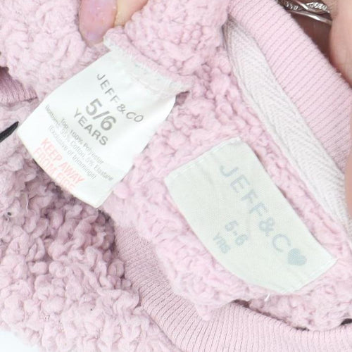 Jeff & Co Girls Pink Cat Sweatshirt 5-6 Years Bouclé Pullover