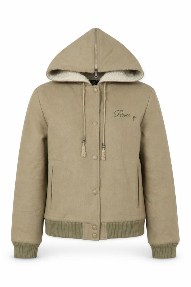 Front view of P.A.M. Women’s Beige Varsity Jacket -, size M