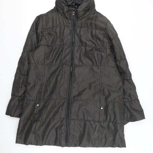 Marks and Spencer Women's Black Check Puffer Coat L