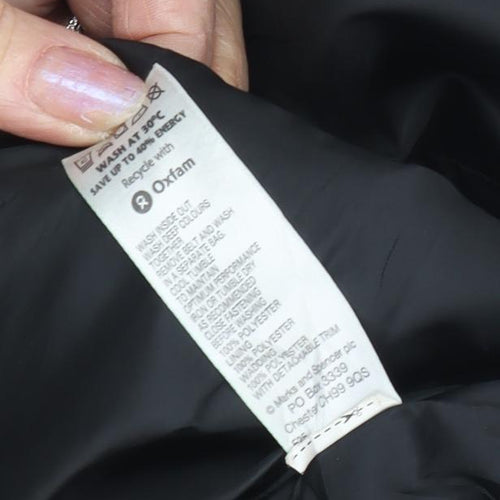 Marks and Spencer Women's Black Check Puffer Coat L