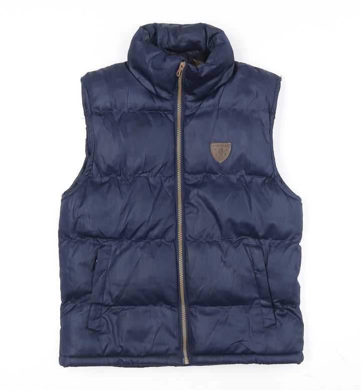 Airwalk Unisex Blue Puffer Waistcoat Full Zip Size 7/8