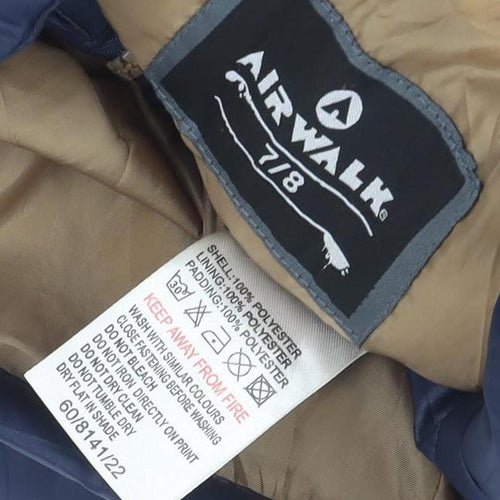 Airwalk Unisex Blue Puffer Waistcoat Full Zip Size 7/8