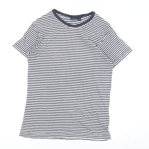 Racing Green Women's Blue Striped Jersey Crew Neck T-Shirt