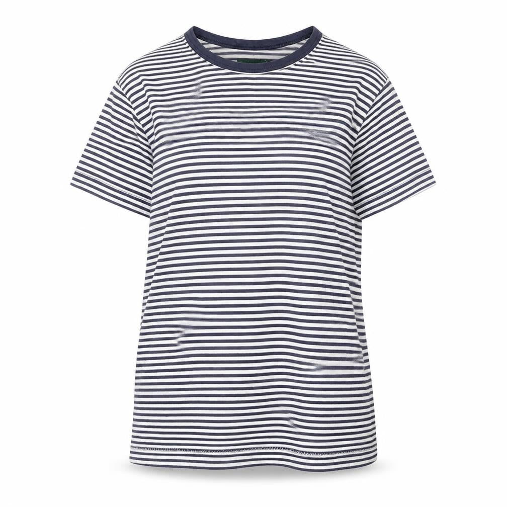 Racing Green Women's Blue Striped Jersey Crew Neck T-Shirt