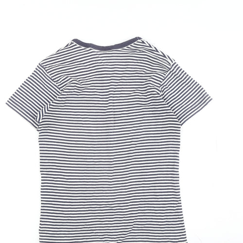 Racing Green Women's Blue Striped Jersey Crew Neck T-Shirt