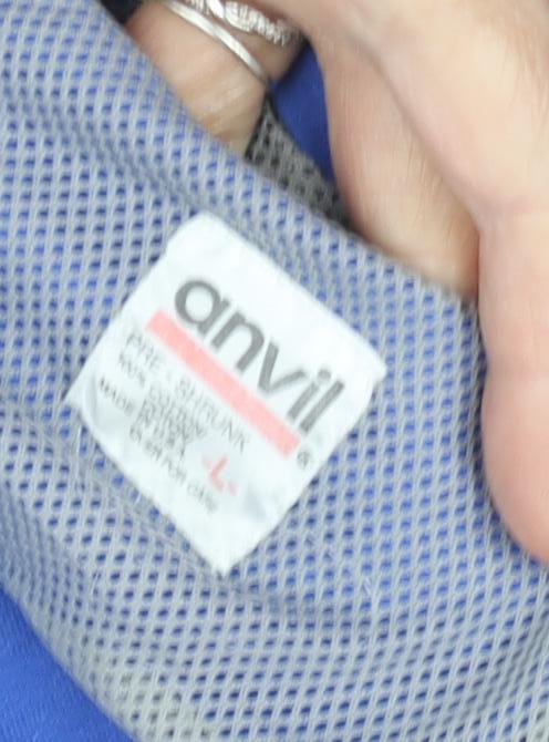 Anvil Men's Blue Sleeveless Music Theme Tee L