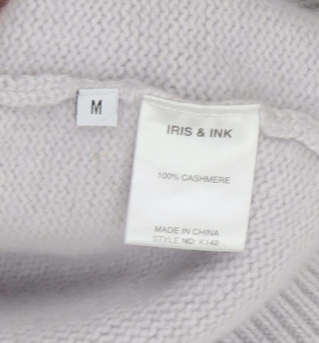 Iris & Ink Women's Grey Cashmere V-Neck Pullover M