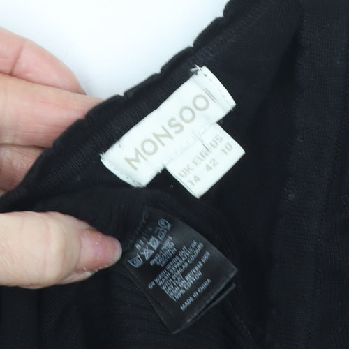Monsoon Women's Black 3/4 Sleeve Cardigan, Size 14