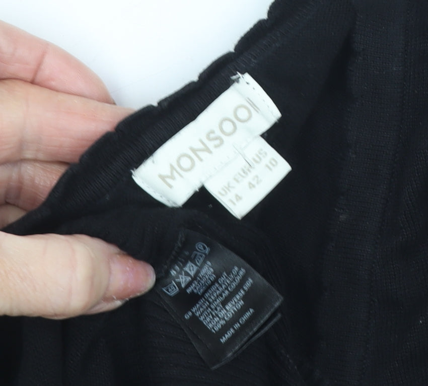 Monsoon Women's Black 3/4 Sleeve Cardigan, Size 14