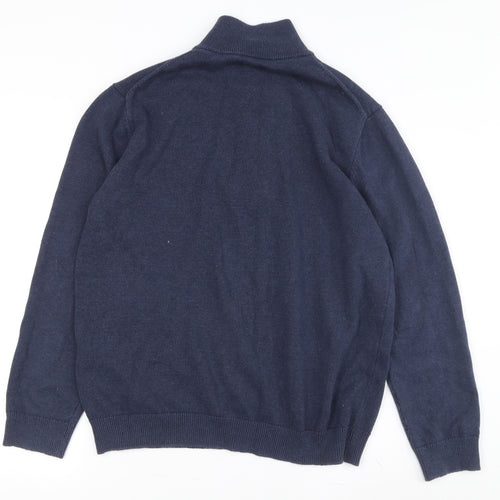 Gant Men's Blue Cotton Full Zip Jumper - Size L