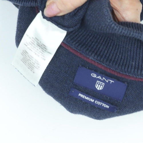 Gant Men's Blue Cotton Full Zip Jumper - Size L
