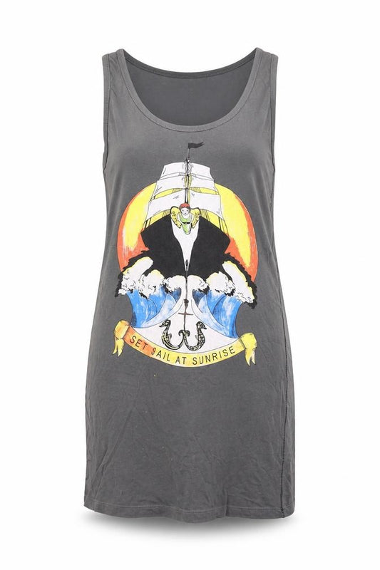 Front view of Iain Scott Walker Women's Pirate Grey Tank Dress, size 8, Casual