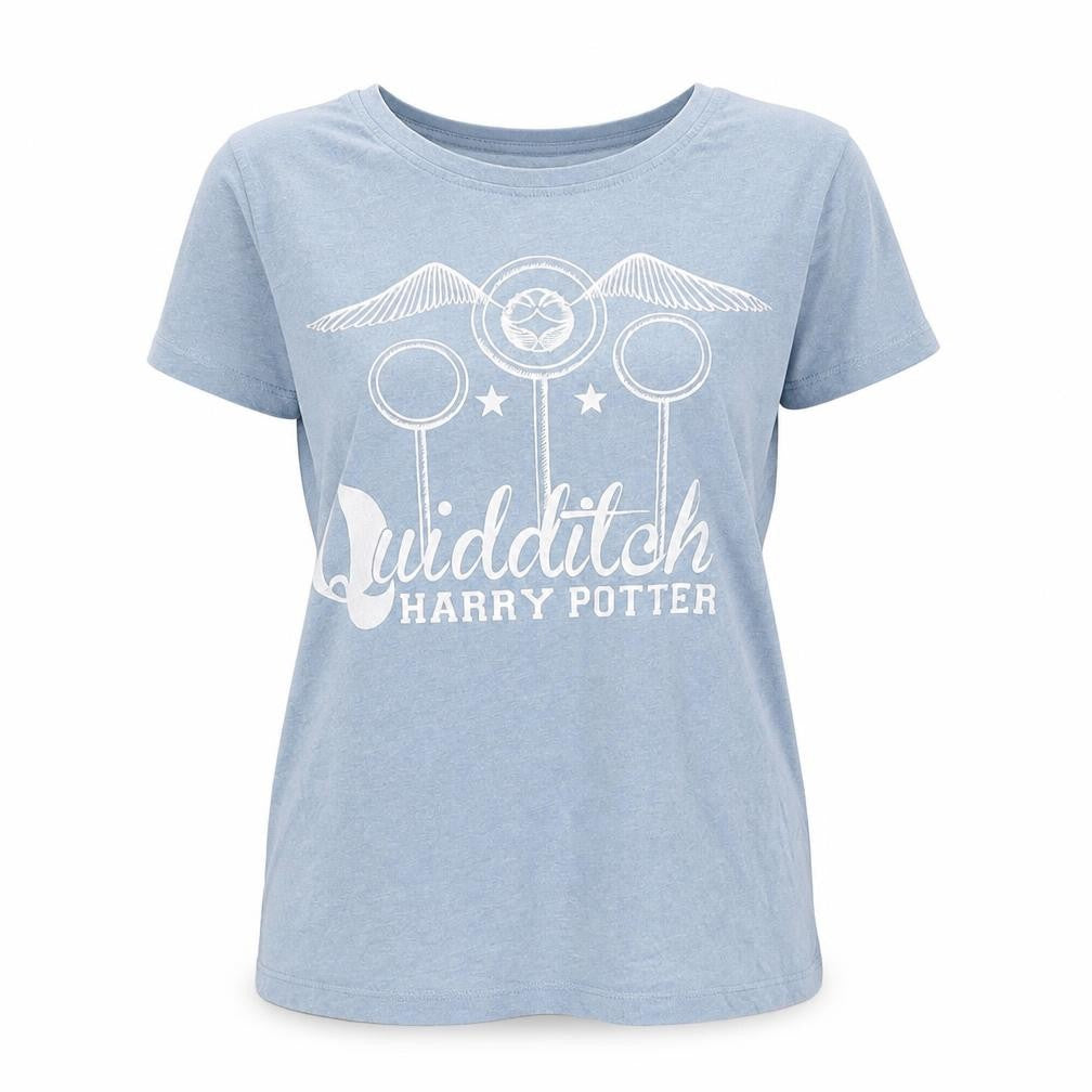 Front view of Harry Potter Women's Blue Crew Neck T-Shirt, size 14