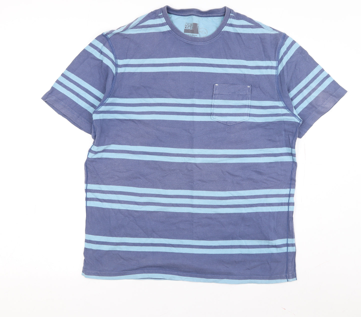 Marks and Spencer Men's Blue Striped T-Shirt, Size S