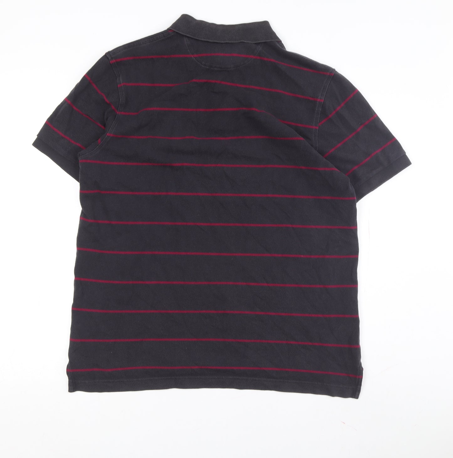 Charles Tyrwhitt Men's Black Striped Short Sleeve Polo M