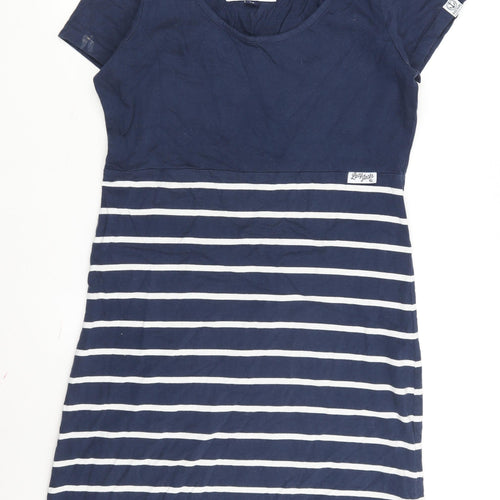 Lazy Jacks Women Blue Nautical Stripes T-Shirt Dress