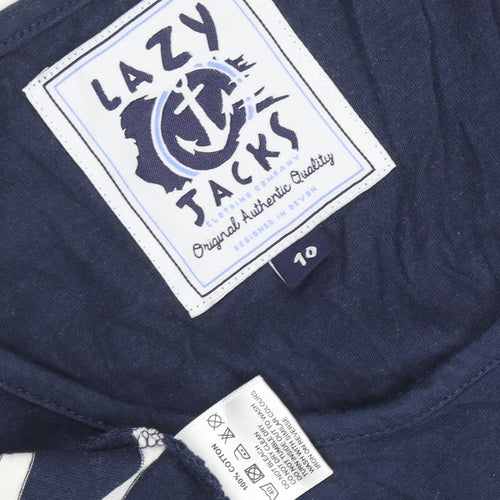 Lazy Jacks Women Blue Nautical Stripes T-Shirt Dress