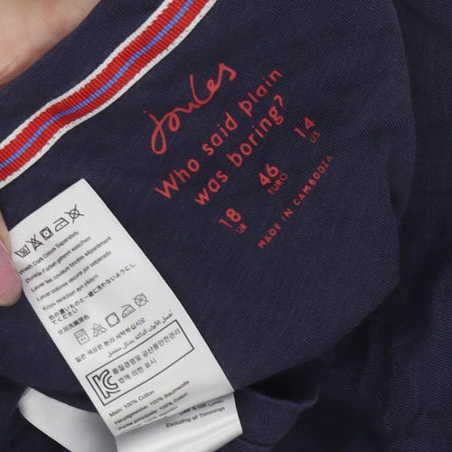Joules Women's Blue V-Neck T-Shirt Size 18