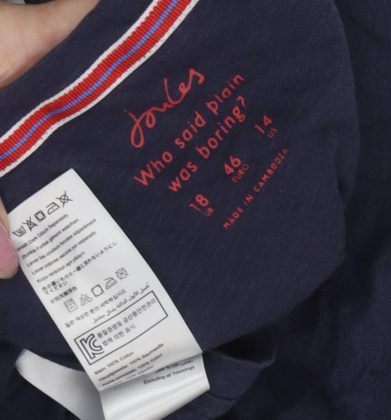 Joules Women's Blue V-Neck T-Shirt Size 18