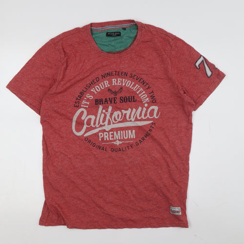 Brave Soul Men's Red XL T-Shirt, Graphic Print