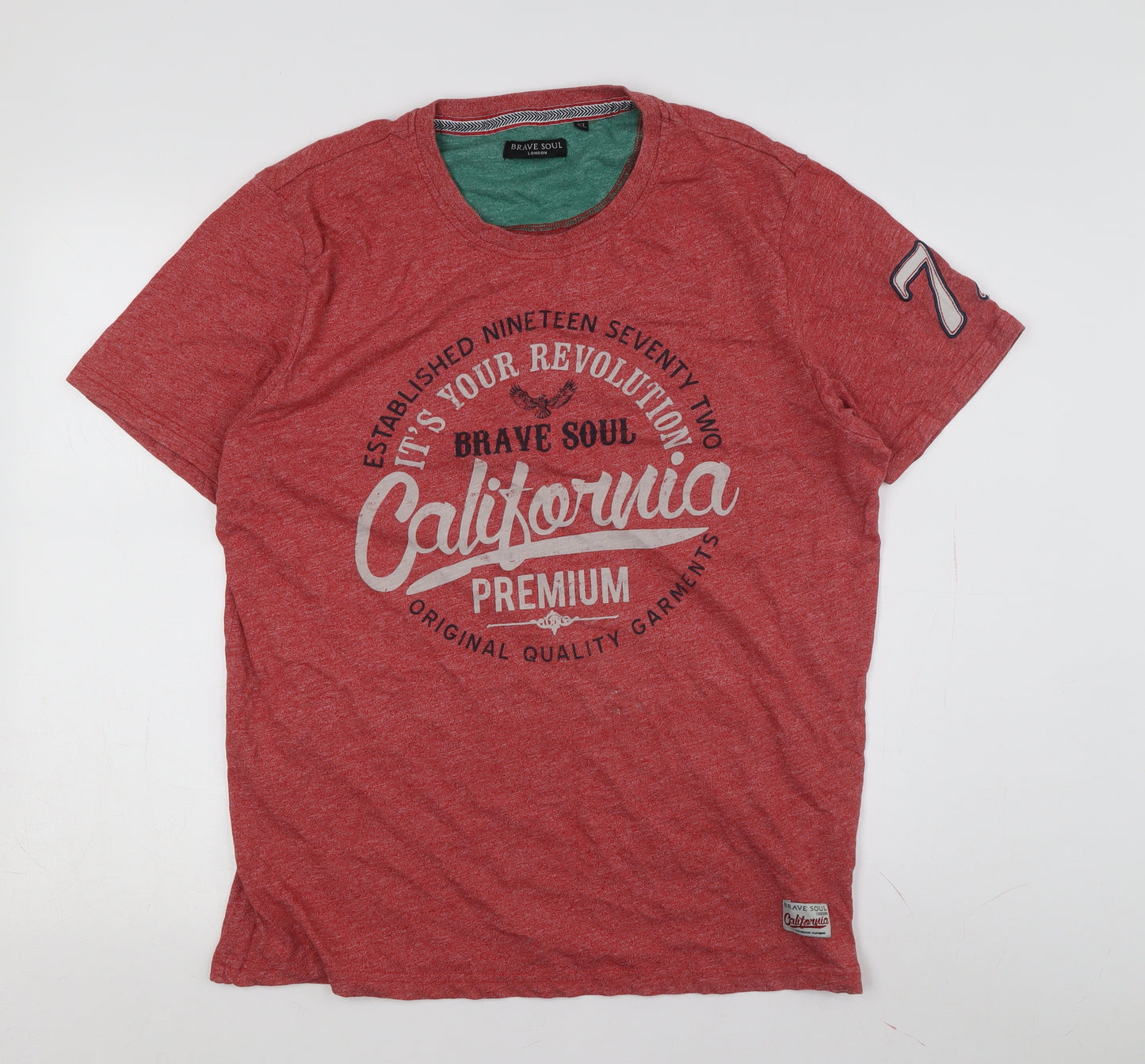 Brave Soul Men's Red XL T-Shirt, Graphic Print