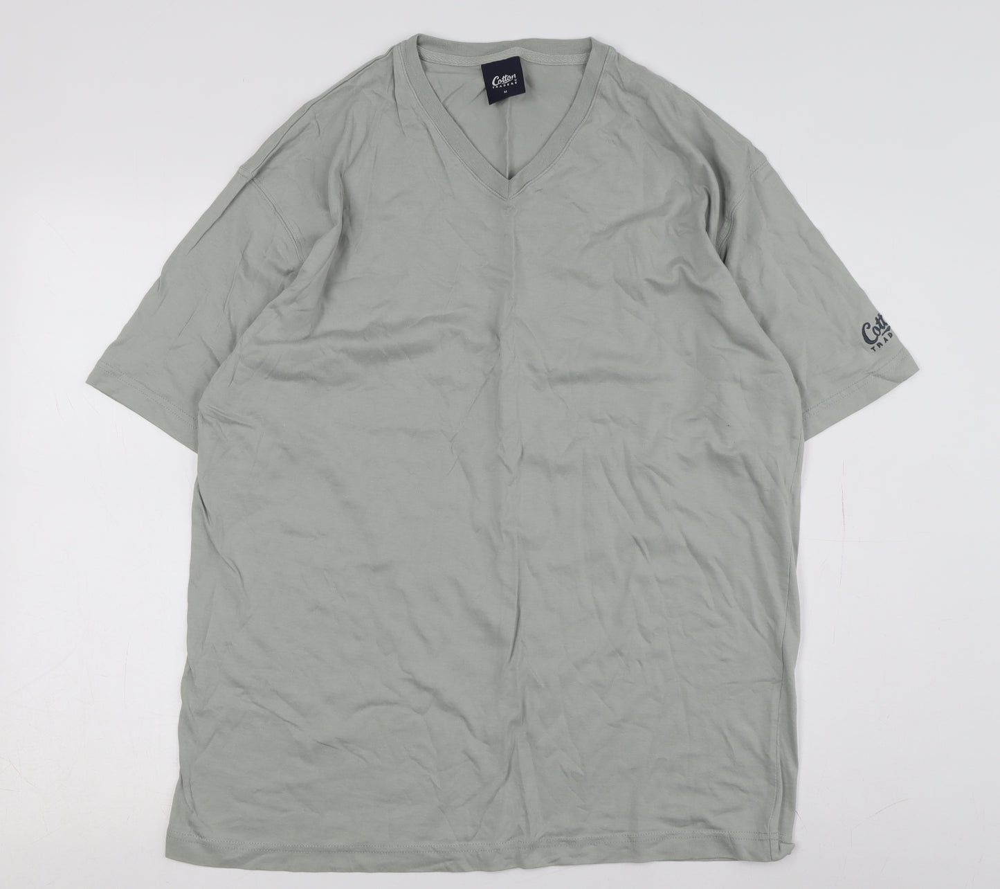 Cotton Traders Men's Green V-Neck T-Shirt M
