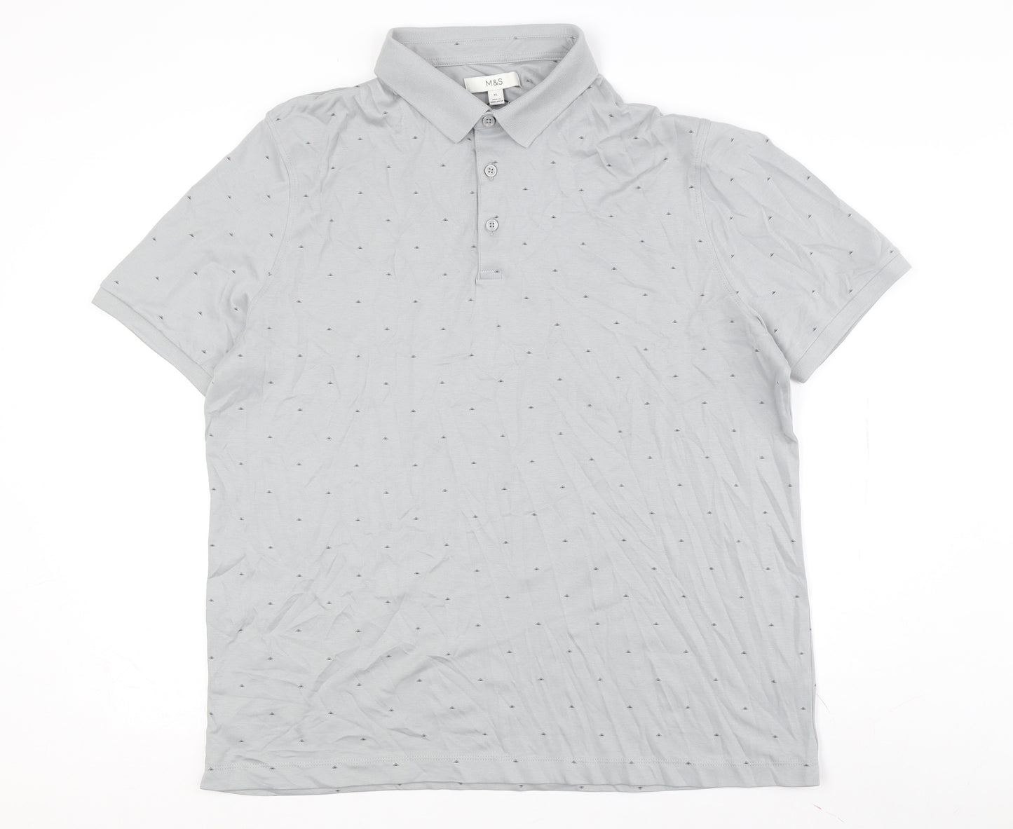 Marks and Spencer Grey Men's Polo, Size XL, Short Sleeve