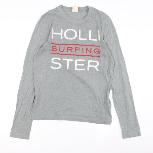 Hollister Teens Grey Long Sleeve Surfing T-Shirt S