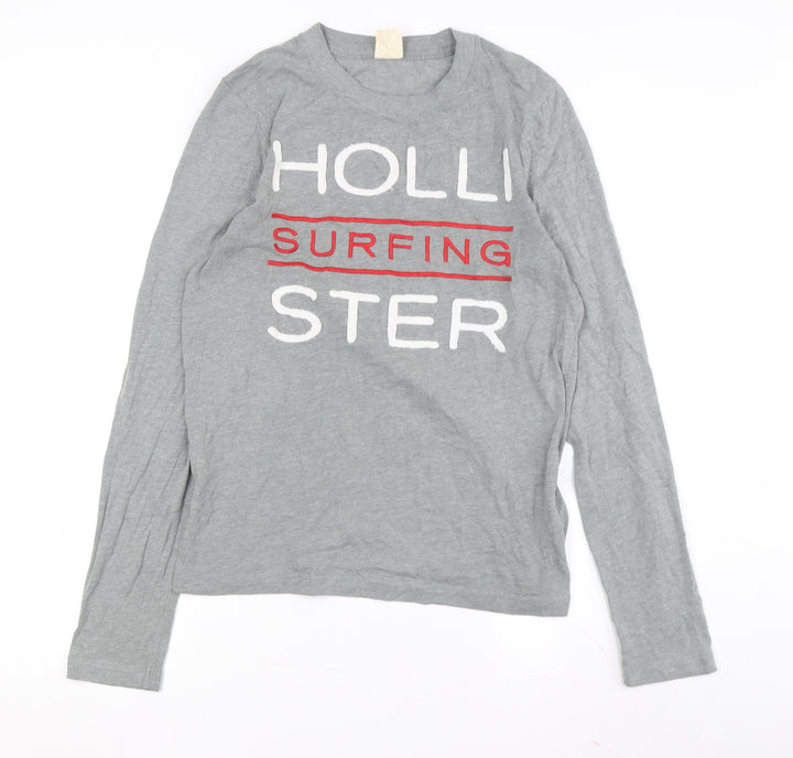 Hollister Teens Grey Long Sleeve Surfing T-Shirt S