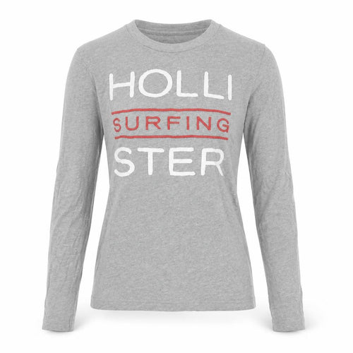 Hollister Teens Grey Long Sleeve Surfing T-Shirt S