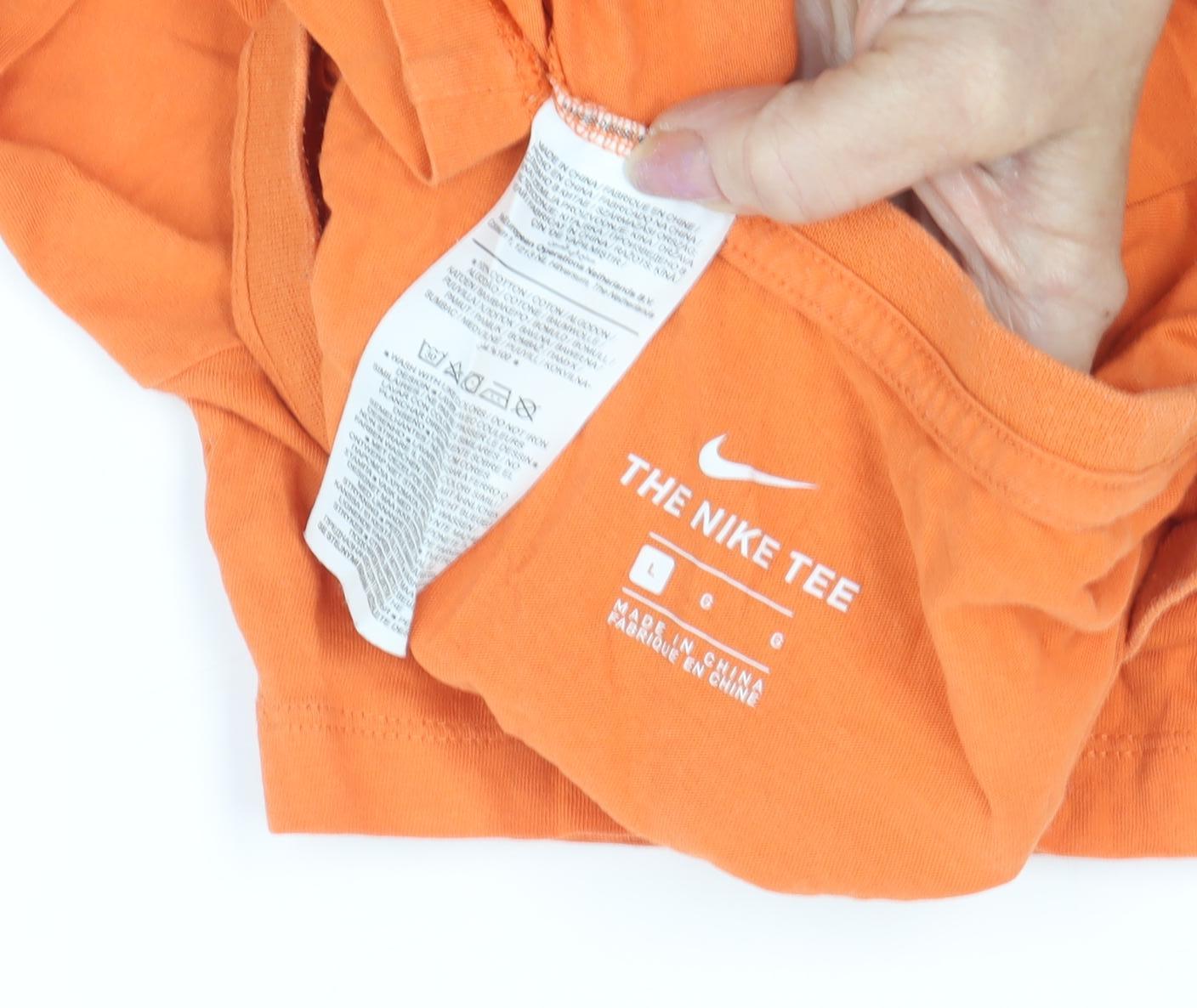 Nike Men's Orange Crew Neck T-Shirt L