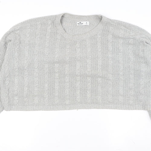 Hollister Women's Grey Cable-Knit Pullover Jumper M