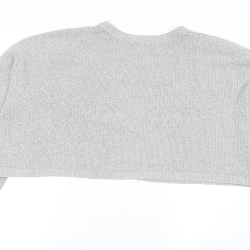 Hollister Women's Grey Cable-Knit Pullover Jumper M