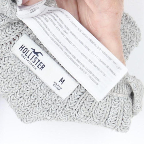 Hollister Women's Grey Cable-Knit Pullover Jumper M