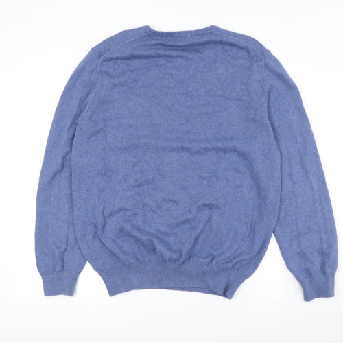 G Crew Clothing Men's Blue Cotton Cashmere Pullover L
