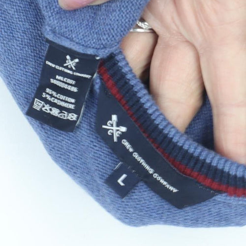 G Crew Clothing Men's Blue Cotton Cashmere Pullover L