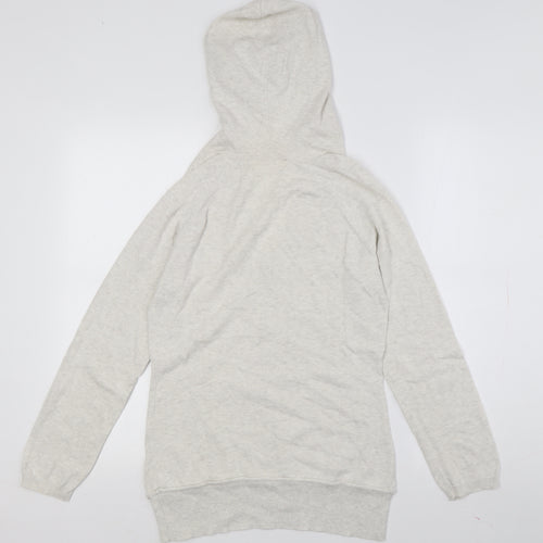 Beige Hooded Women's V-Neck Pullover Jumper, Size S