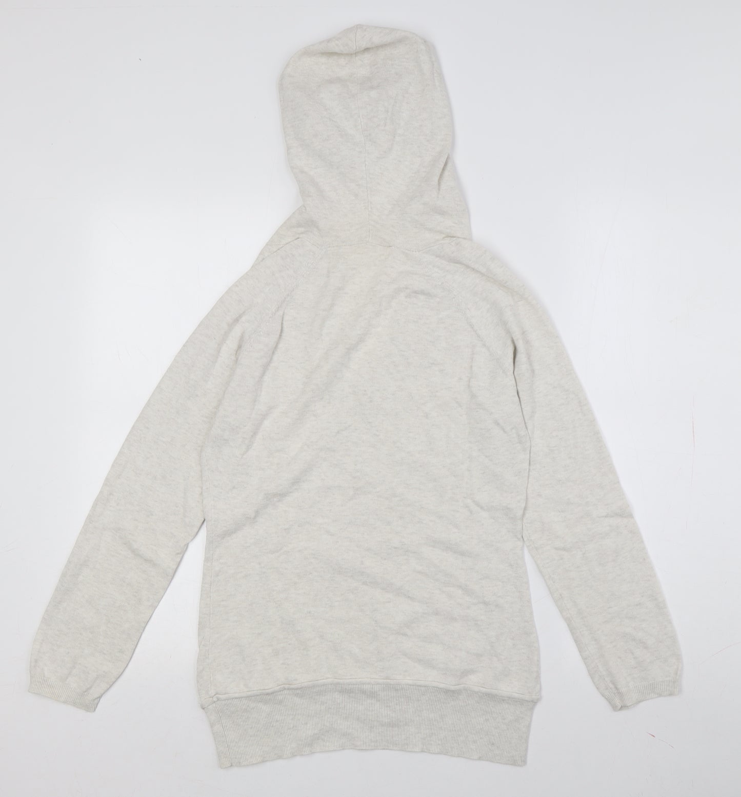 Beige Hooded Women's V-Neck Pullover Jumper, Size S
