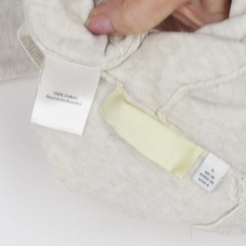 Beige Hooded Women's V-Neck Pullover Jumper, Size S